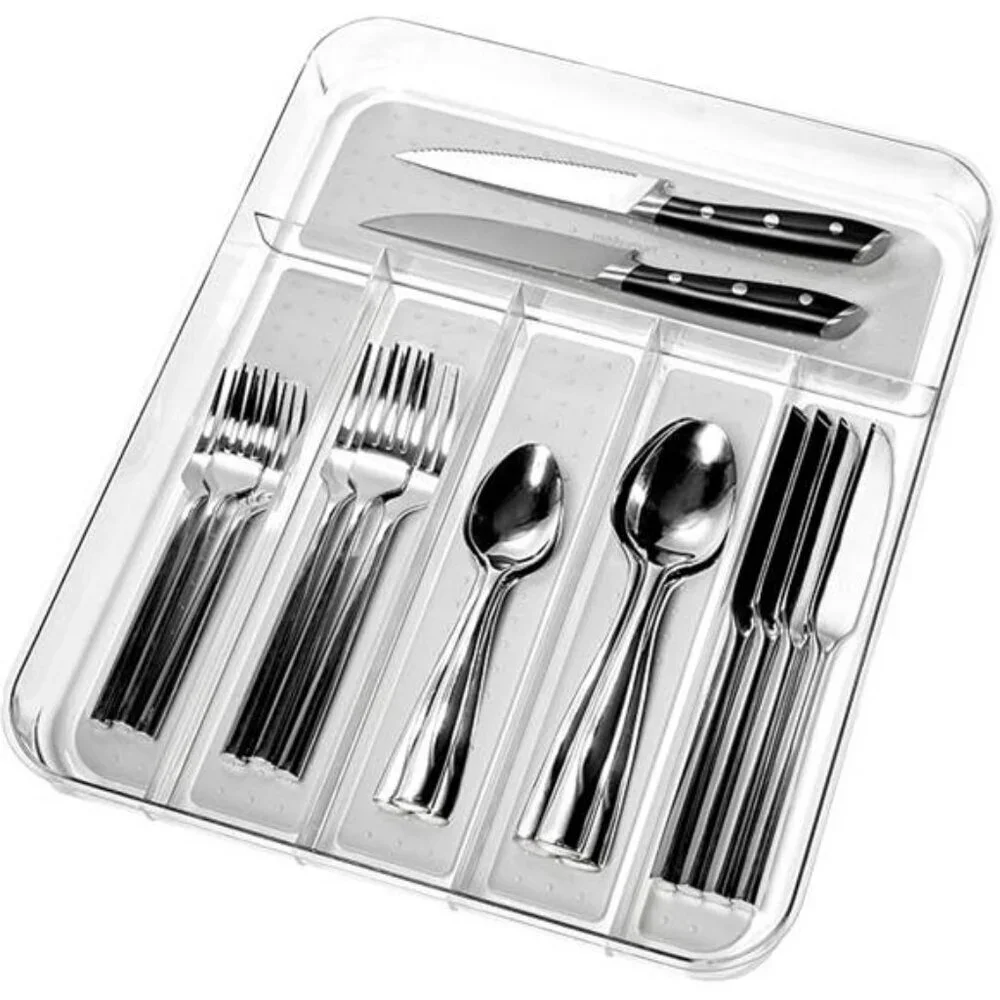Silverware tray utensil holder kitchen drawer organizer plastic cutlery storage